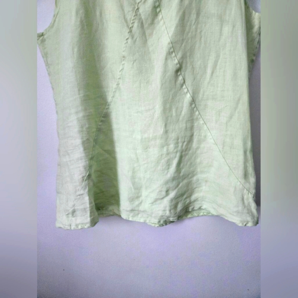 EVA TRALALA Light Green Women's Linen Top - Picture 4 of 5
